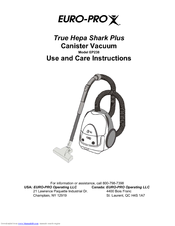 Euro-Pro TRUE HEPA SHARK PLUS EP238 Use And Care Instructions Manual