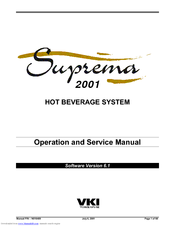 VKI Technologies SUPREMA 2001 Operation And Service Manual