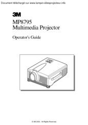 3M Multimedia Projector MP8795 Operator's Manual