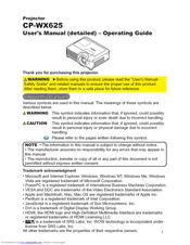 Hitachi CP-WX625 User Manual