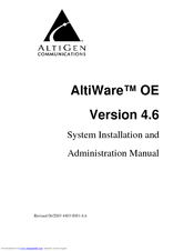Altigen AltiWare OE Version 4.6 Administration Manual