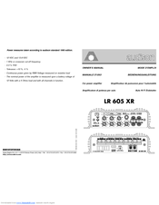 Audison LR 605 XR Owner's Manual