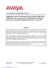 Avaya Polycom SpectraLink 8400 Series s Application Notes