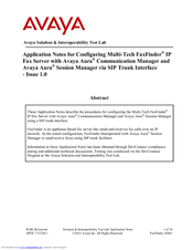 Avaya Multi-Tech FaxFinder s Application Notes