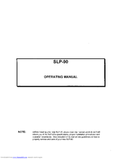 Cary Audio Design SLP 90 Operating Manual