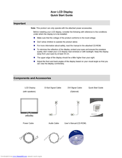 Acer AL1717 Quick Start Manual