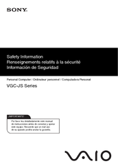 Sony VGC-JS450F - Vaio All-in-one Desktop Computer Safety Information Manual