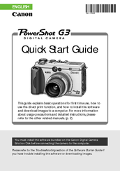 Canon PowerShot G3 Quick Start Manual