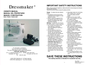 Euro-Pro Dressmaker 998B Owner's Manual