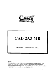 Cary Audio Design CAD 2A3MB Operating Manual
