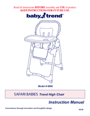 Baby Trend SAFARI BABIES 8866 Instruction Manual