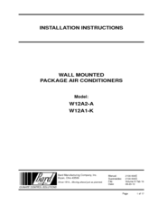 Bard W12A1-K Installation Instructions Manual
