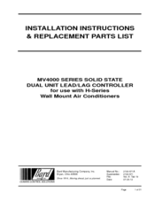 Bard MV4000 SERIES Installation & Parts Manual