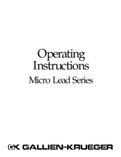 Gallien-Krueger Micro Lead series Operating Instructions Manual