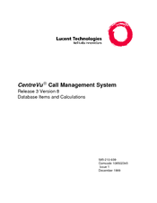 Lucent Technologies CentreVu Release 3 Version 8 Database Items and Calculations User Manual