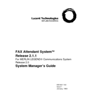 Lucent Technologies FAX Attendant System Release 2.1.1 System Manager's Manual