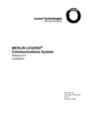 Lucent Technologies MERLIN LEGEND Release 6.0 Installation Manual
