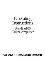 Gallien-Krueger Backline 100 Operating Instructions Manual
