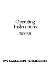 Gallien-Krueger 2000RB Operating Instructions Manual