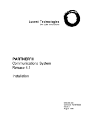 Lucent Technologies PARTNER II Release 4.1 Installation Manual