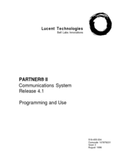 Lucent Technologies PARTNER II Release 4.1 Programming And Use Instructions