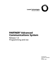 Lucent Technologies PARTNER Advanced Communications System Release 1.0 Programming And Use Instructions