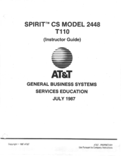 AT&T SPIRIT CS MODEL 2448 T110 Instructor Manual