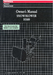 Honda HS80 Owner's Manual