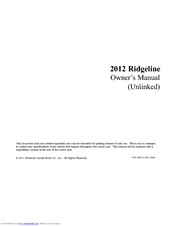Honda 2012 Ridgeline Owner's Manual