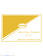 Baby Lock Quilter S Choice Professional Blqp Manuals Manualslib