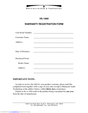 Balanced Audio Technology VK-1000 Owner's Manual