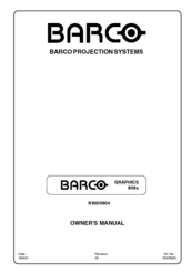 Barco Graphics 808s R9000904 Owner's Manual