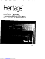 Simplex operating and programming inst Installation, Operating And Programming Instructions Manual