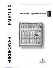 Behringer EUROPOWER PMH1000 Technical Specifications