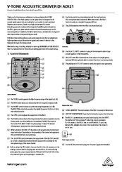 Behringer V-TONE ACOUSTIC DRIVER DI ADI21 Manual