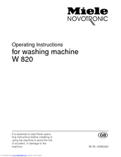 Miele W 820 Operating Instructions Manual