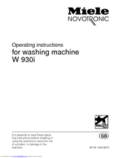 Miele W 930i Operating Instructions Manual