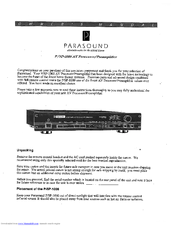 Parasound P/SP-1000 Owner's Manual