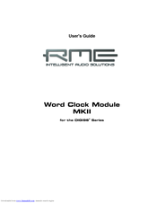 RME Audio Word Clock Module MKII User Manual