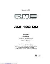 RME Audio ADI-192 DD User Manual