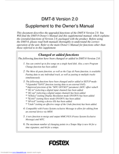 Fostex DMT-8 Supplement Owner's Manual