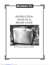 Breadman TR900S Instruction Manual & Recipe Manual