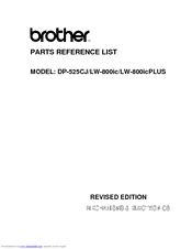 Brother LW-800ic Parts Reference List
