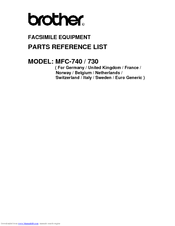 Brother MFC-740 Parts Reference List