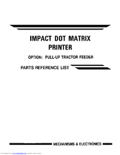 Brother IMPACT DOT MATRIX PIRNTER Parts Reference List