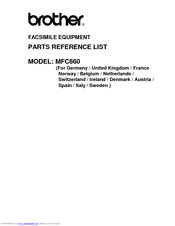 Brother MFC-860 Parts Reference List