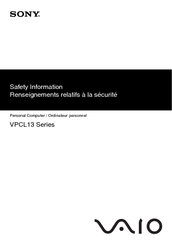 Sony VPCL13 Series Safety Information Manual