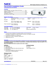 NEC P451X Installation Manual