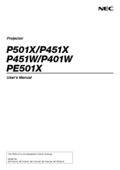 NEC NP-P501X User Manual