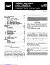 Bryant 548D Installation, Start-Up And Service Instructions Manual